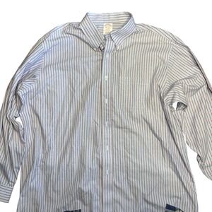 Brooks Brothers Men's Madison Non-Iron Pocket Red‎ Blue Stripe Shirt 17.5-35